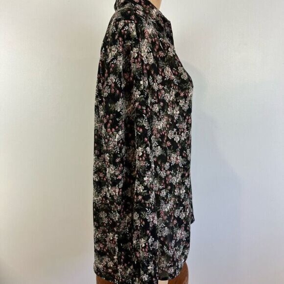 Vintage Givenchy for Fashions Couture Womens 12 Black Floral Button Down Shirt - Picture 9 of 13